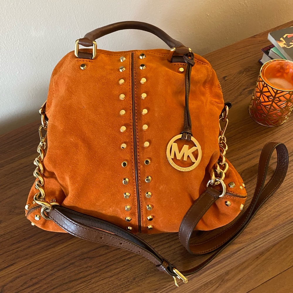 Lovely Michael Kors Orange Suede Handcarry/shoulder bag